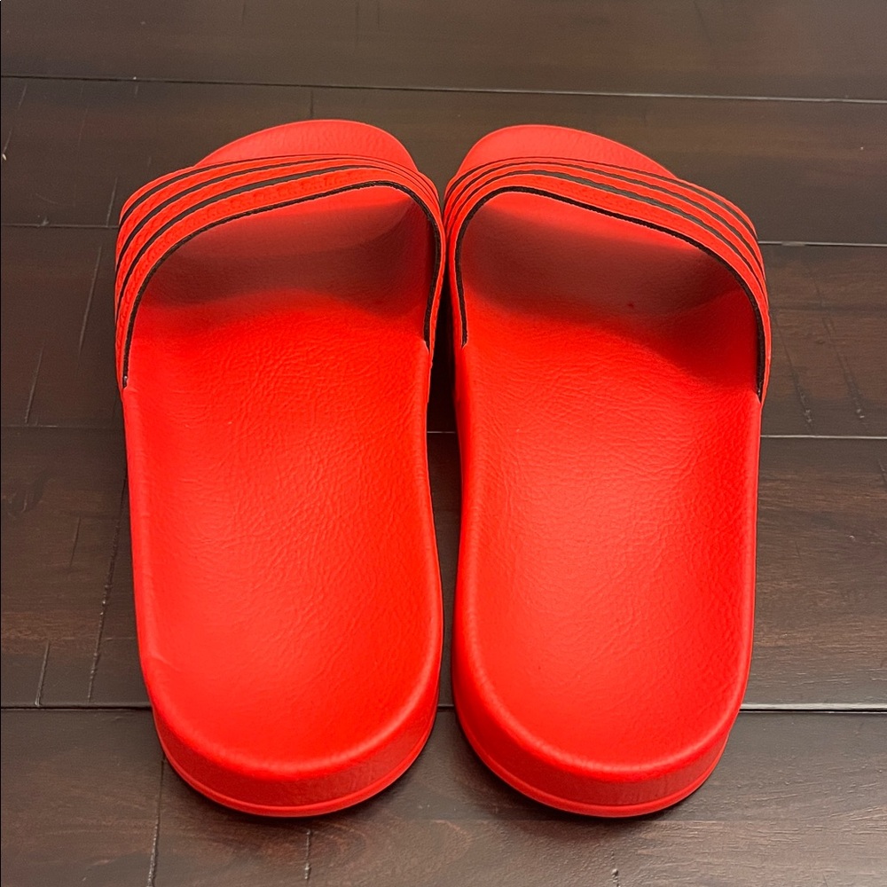 Adidas Adilette Slides Shoes Sandals JR3619 Made in Italy red Mens Size 11 - Picture 8 of 16